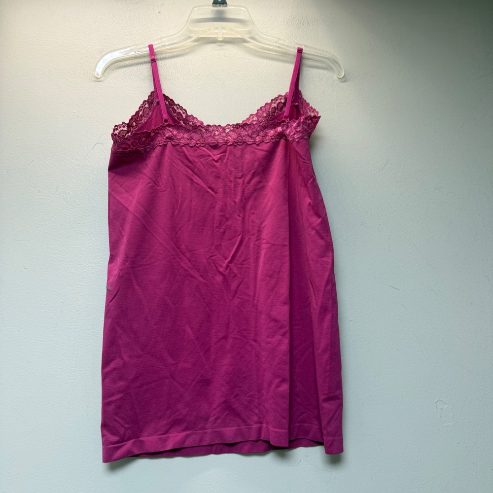 Attention Cami Tank Top Womens L/XL Pink Excellent Lace Trim Stretch 15719 - Picture 5 of 6